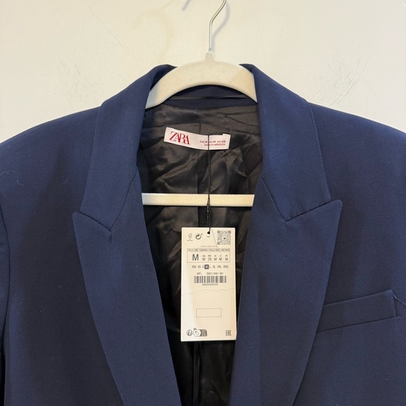 ZARA | NWT Womens Blazer Jacket Size M Blue Single Breasted Business 2922/040 - Picture 6 of 6
